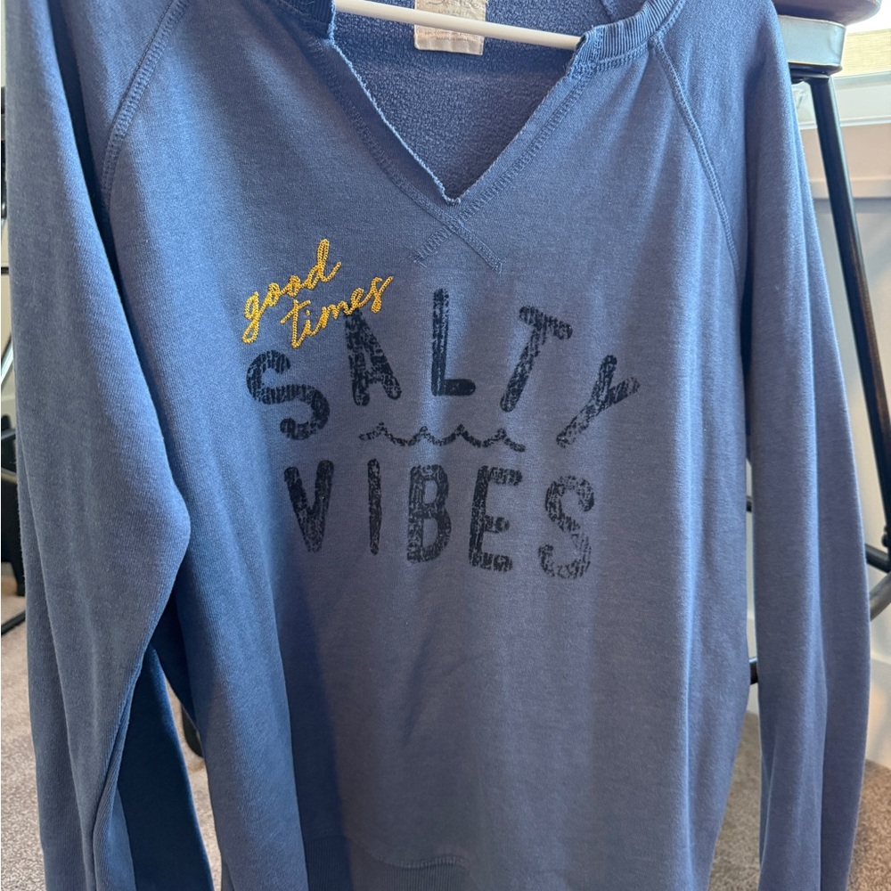Salt Life Blue Sweatshirt with Gold and Black Accents